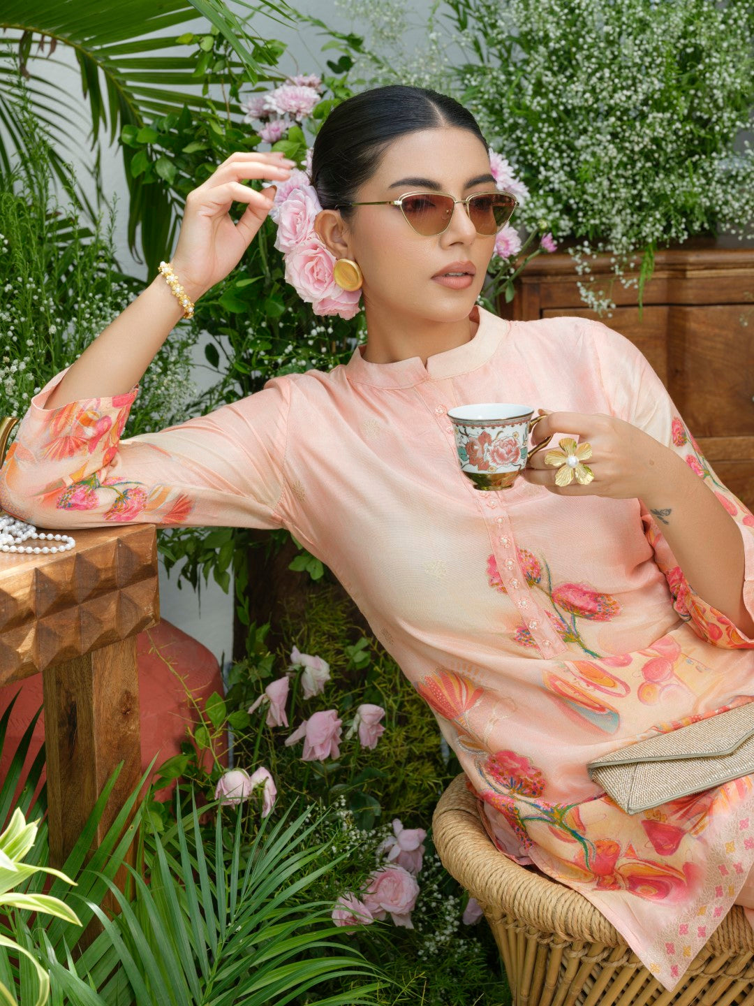 Palash Salmon Premium Co-ord Set