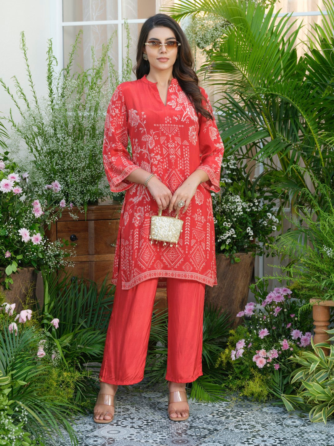 Palash crimson co-ord set