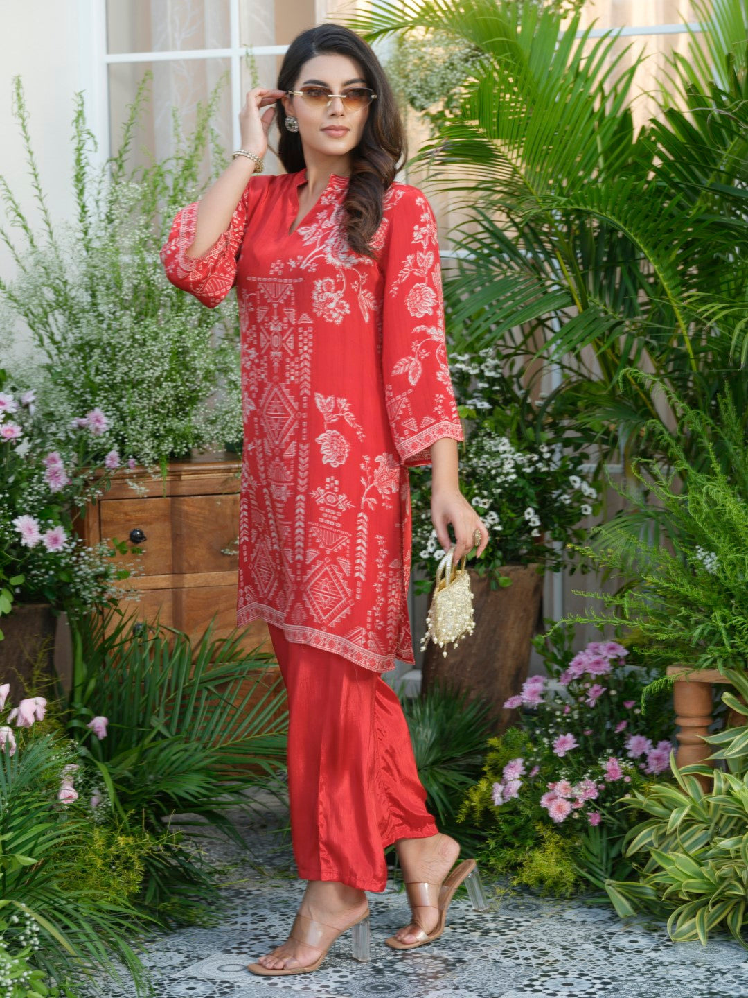 Palash crimson co-ord set