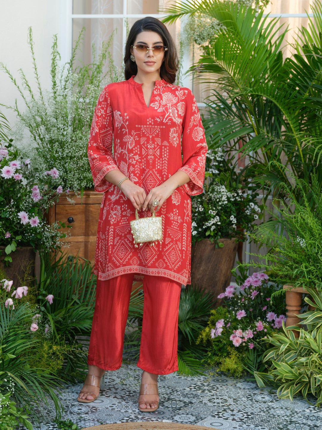 Palash crimson co-ord set