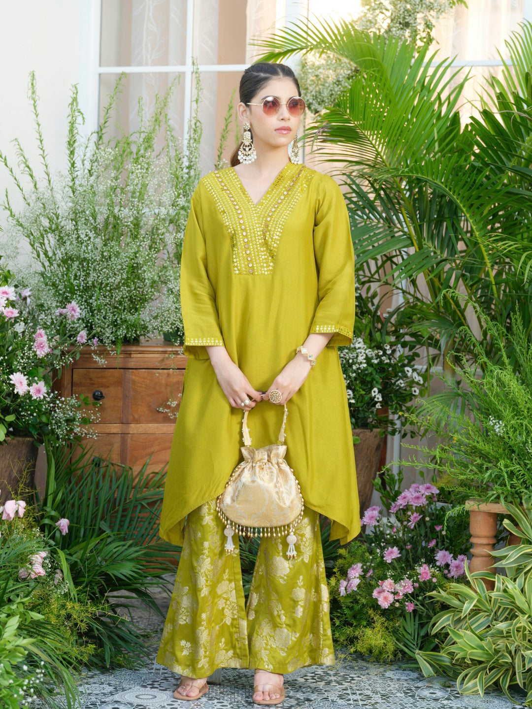 Meera Fern Fusion Set with Jacquard Pants