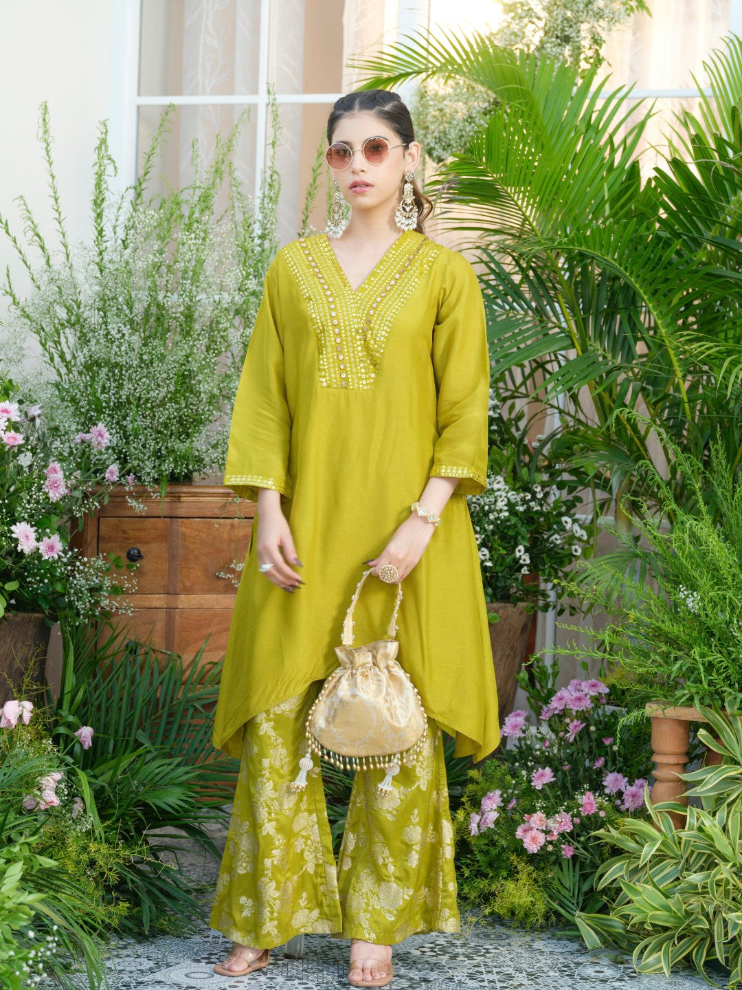Meera Fern Fusion Set with Jacquard Pants