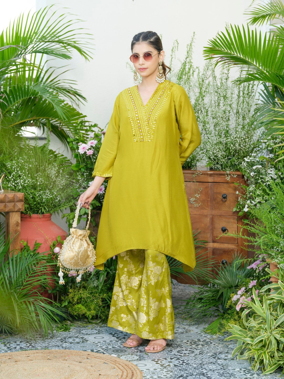 Meera Fern Fusion Set with Jacquard Pants