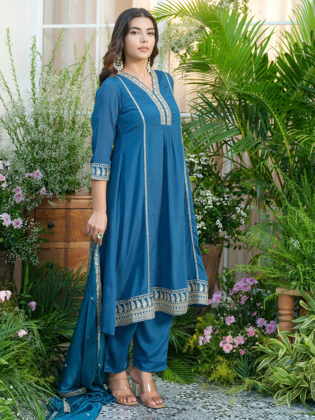 Palash cobalt full work suit set