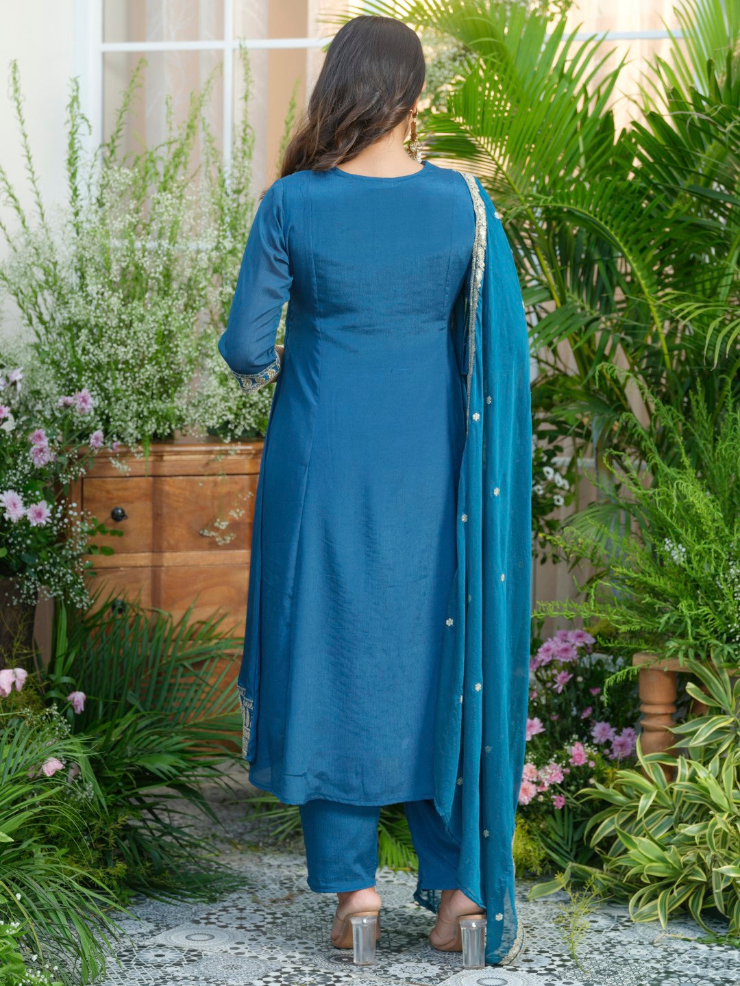 Palash cobalt full work suit set