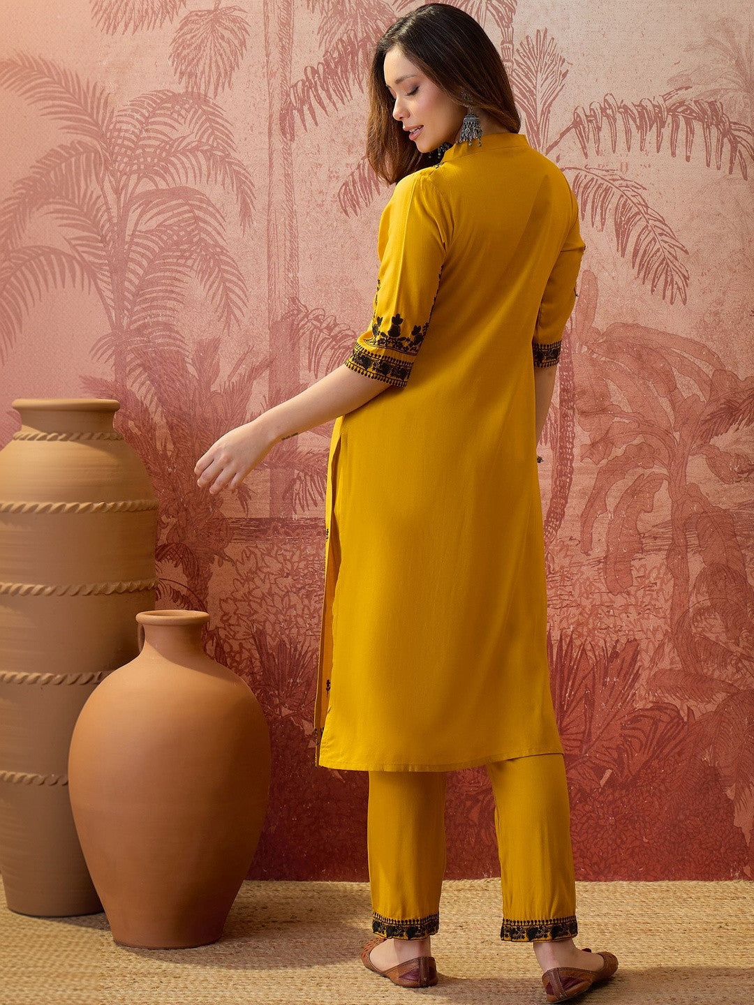 Embroidered V-Neck Kurta Sets