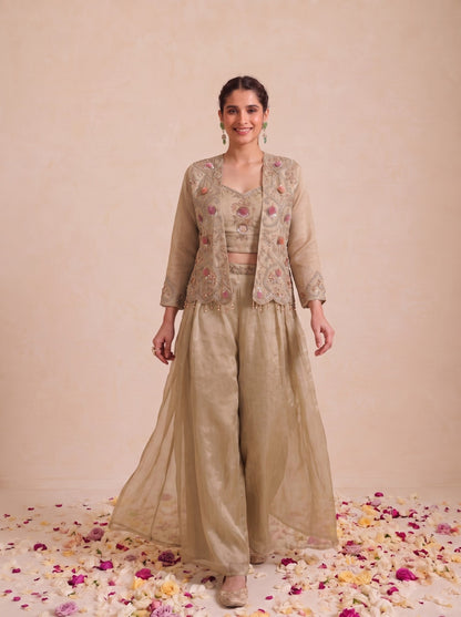Alpa Daisy Full Work Fusion 3 Pc Co-Ord Set