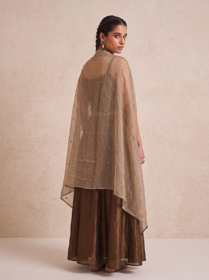 Alpa Russet Work Drape Skirt Cape 3 Pc Set