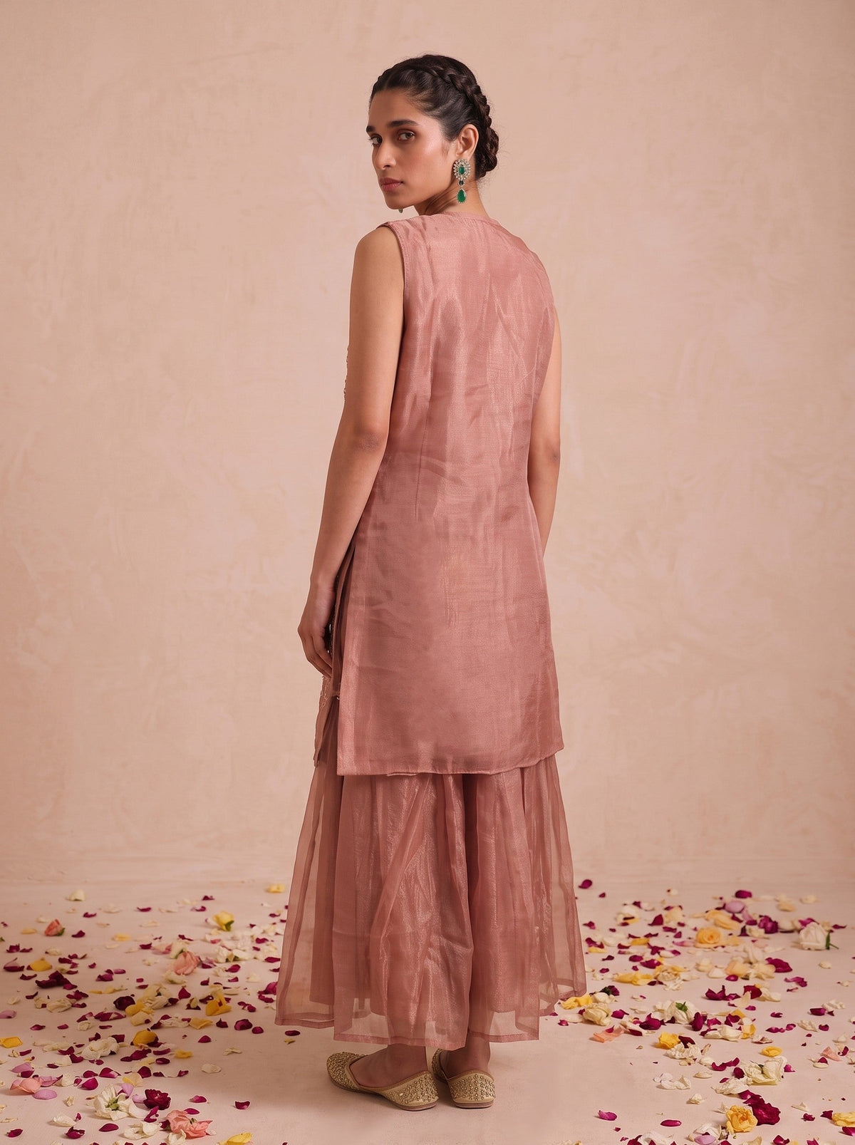 Alpa Salmon Full Work Fusion 3 Pc Co-Ord Set