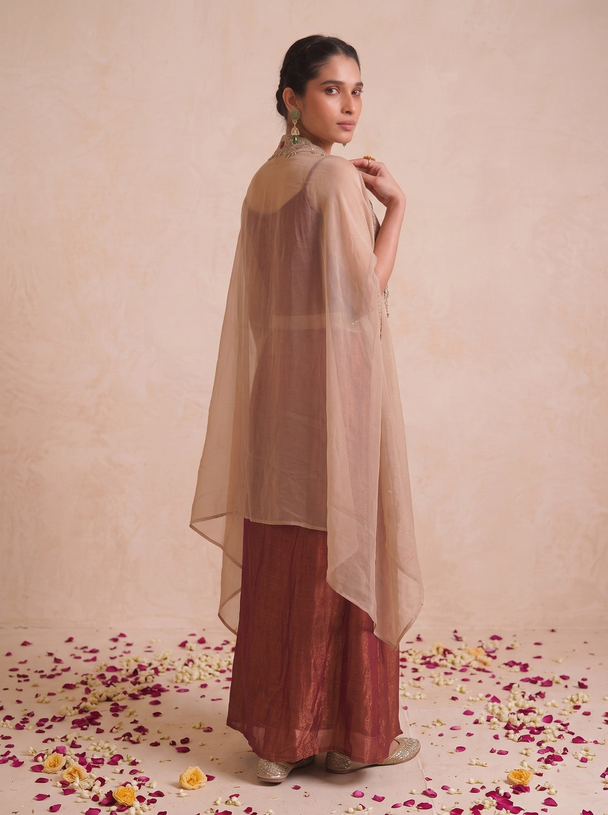 Alpa Tawny Full Work Drape Skirt Cape Set