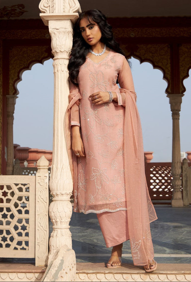 Mihika Coral Full Work Suit set