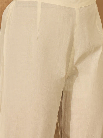Embroidered Pure Cotton Shoulder Straps Kurta With Trousers & Dupatta