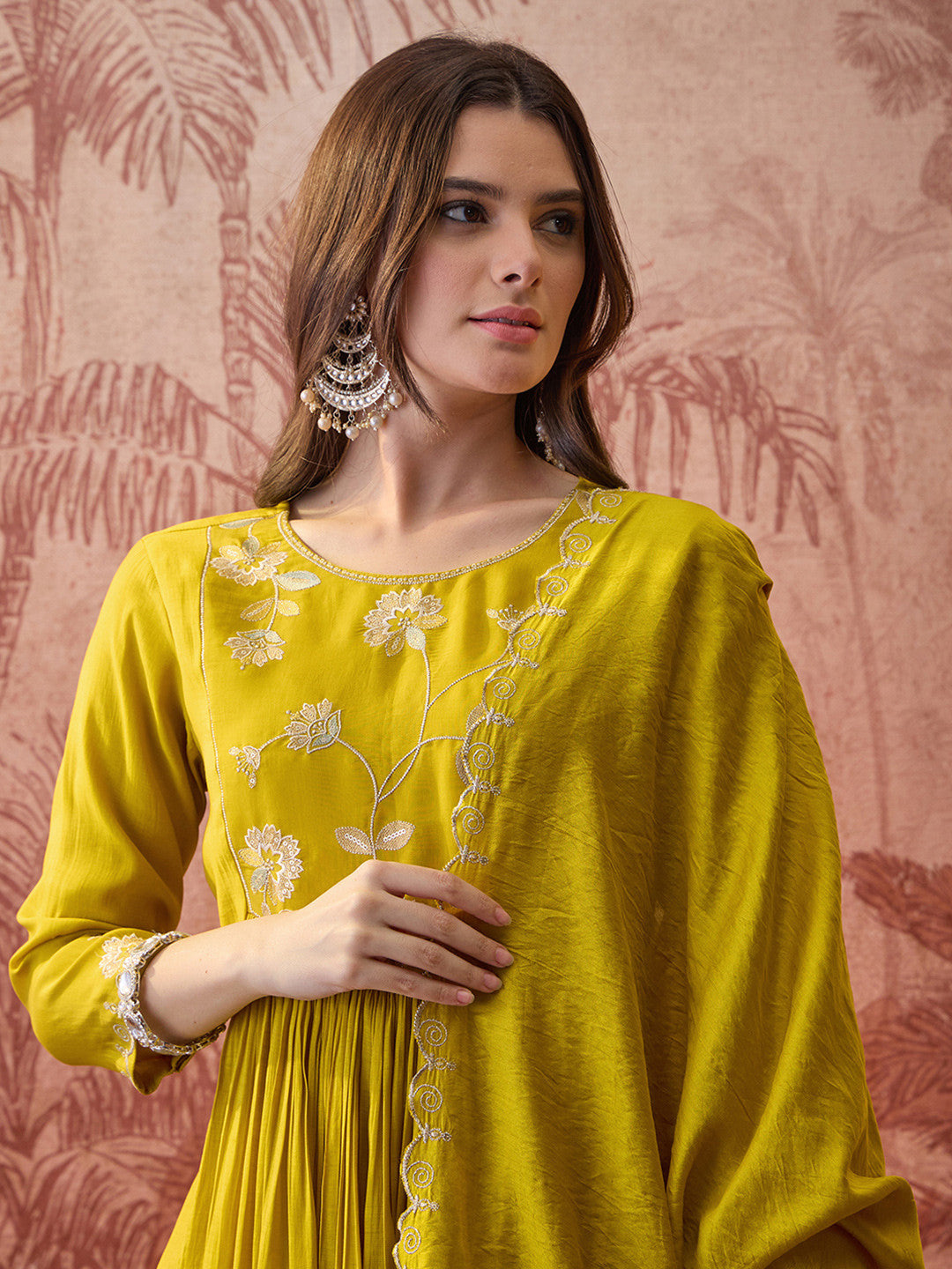 Embroidered & Zari-Detailed A-Line Kurta Sets With Dupatta
