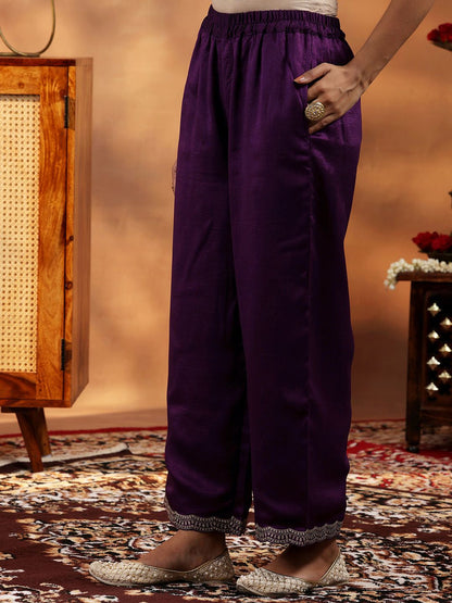 Dhiyona LL Women Floral Embroidered Regular Beads and Stones Kurta with Palazzos & With Dupatta