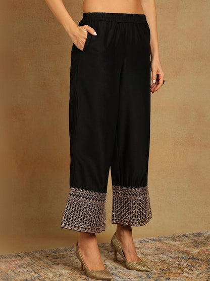Dhiyona KL Ethnic Motifs Yoke Design Sequinned Kurta With Palazzos & Dupatta