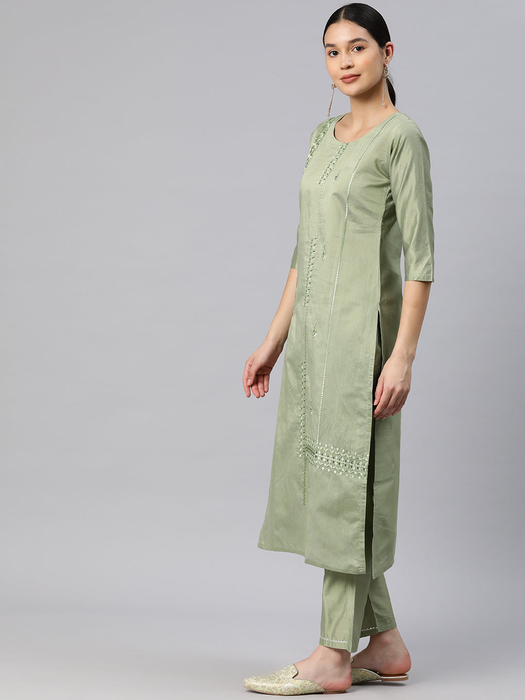 Dhiyona RV Women's Art Silk Fabric Embroidered Kurta Set With  Dupatta
