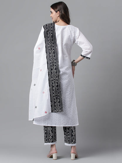Dhiyona RV Women's Cotton Fabric Embroidered Kurta Set With  Dupatta