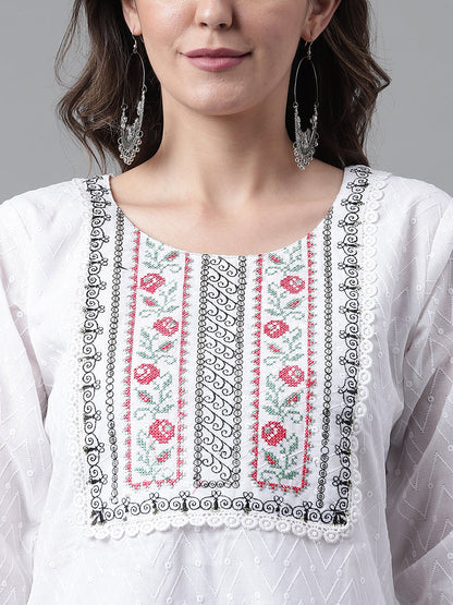 Dhiyona RV Women's Cotton Fabric Embroidered Kurta Set With  Dupatta