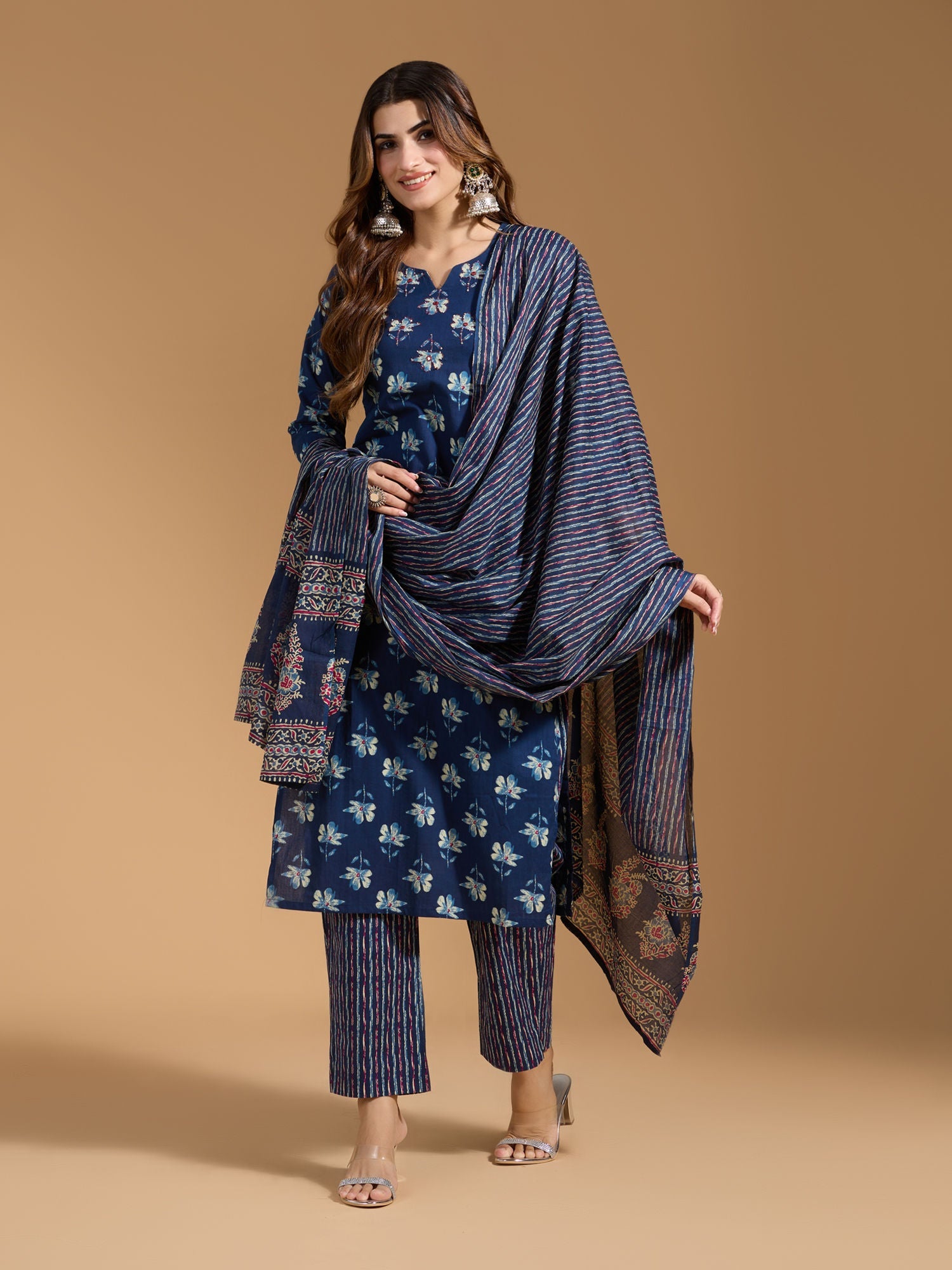 Dhiyona RV Women's Exclusive Soft Cotton Fabric Printed Kurtaset With Dupatta