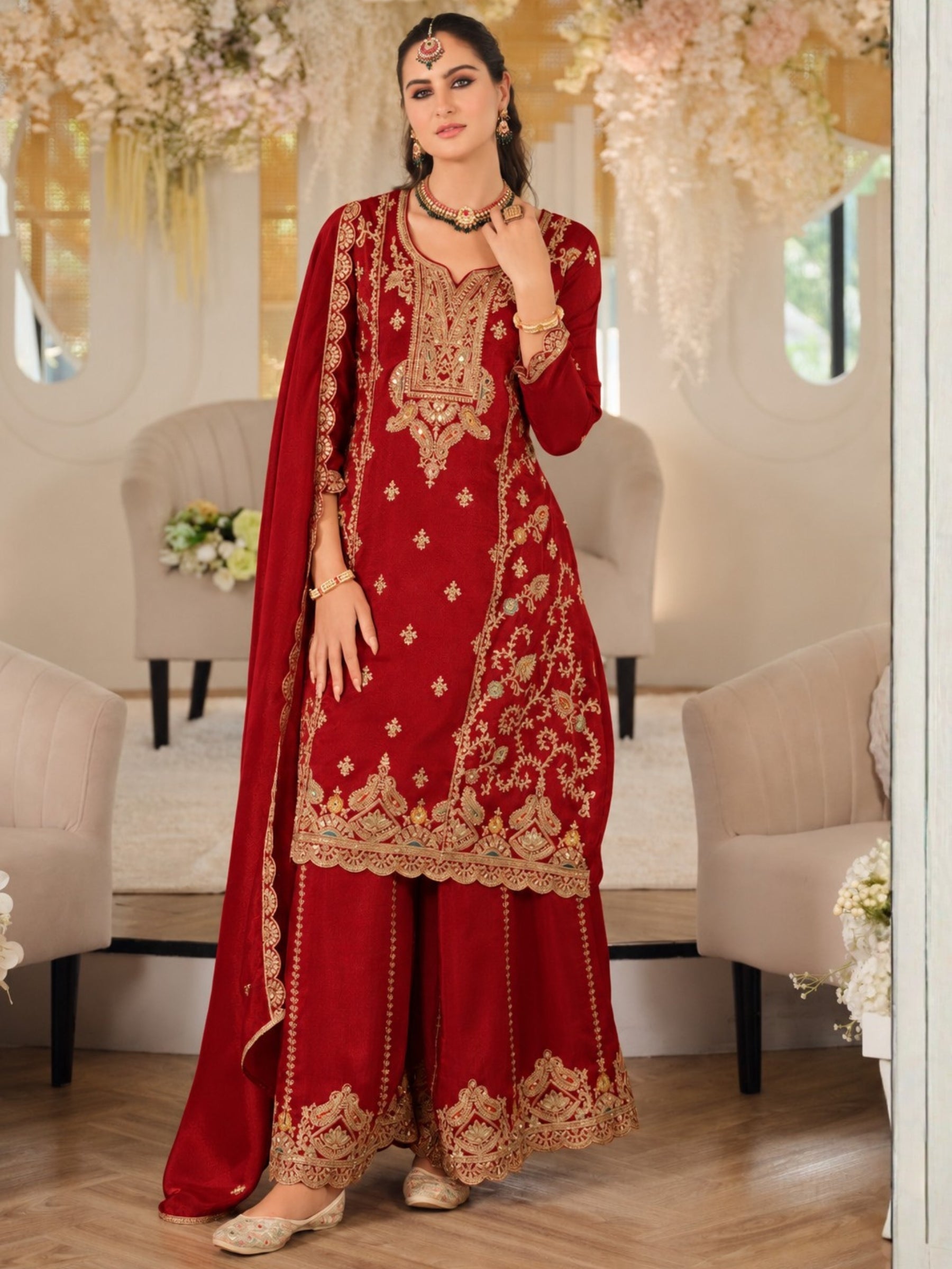 Areesa Scarlet Full Work Suit Set