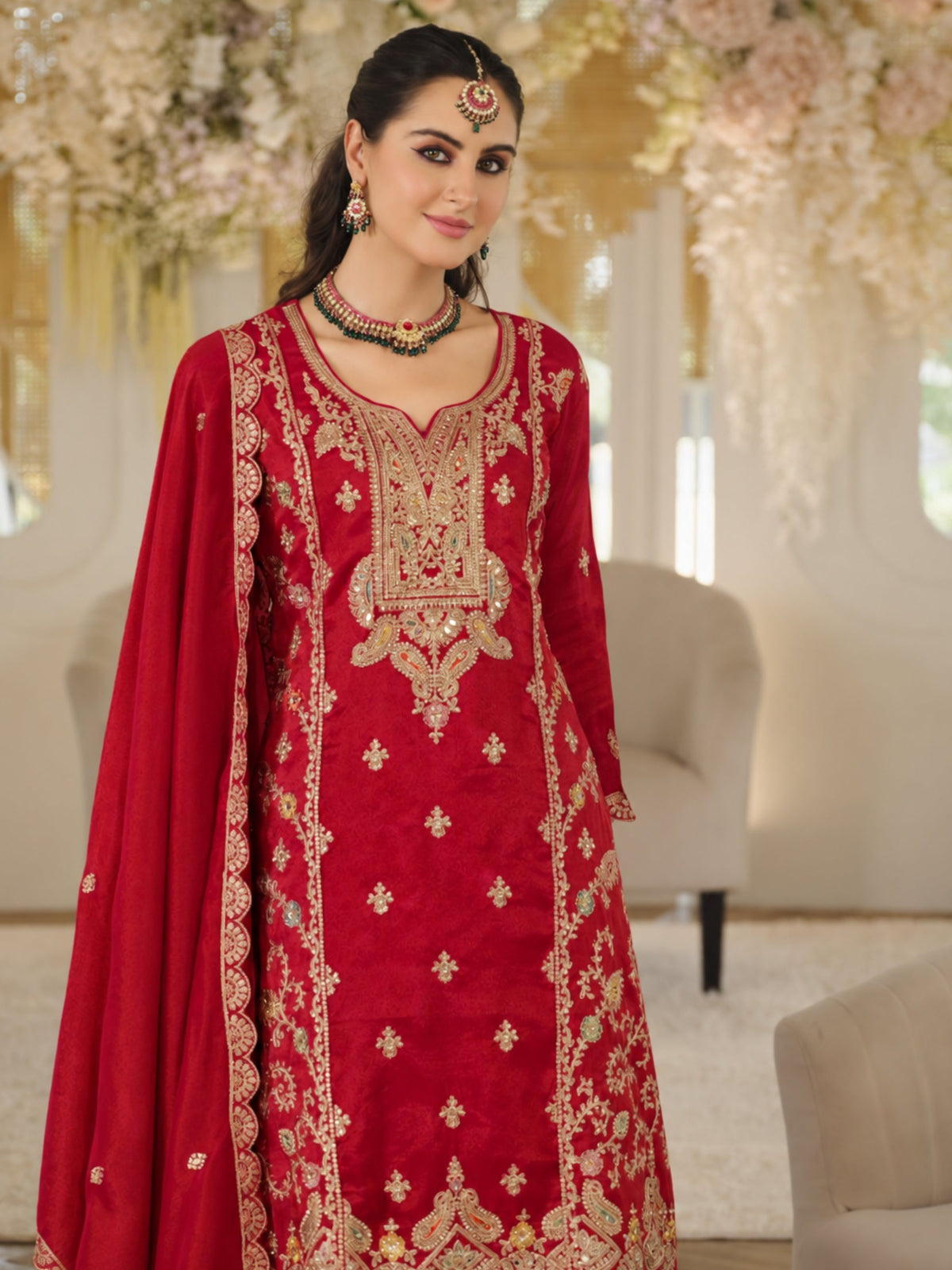 Areesa Scarlet Full Work Suit Set