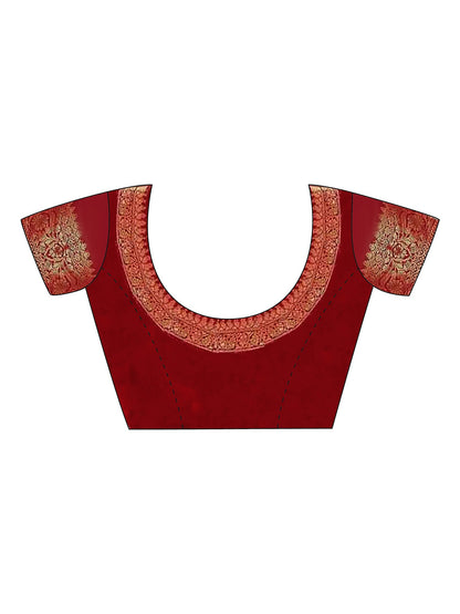 Women's Georgette Orange Woven Design Designer Saree With Blouse Piece