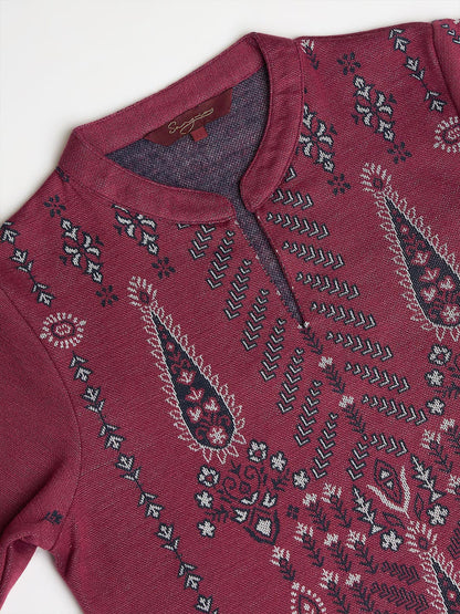 Women Winter Ethnic Motifs Printed Regular Kurta With Trousers & Dupatta