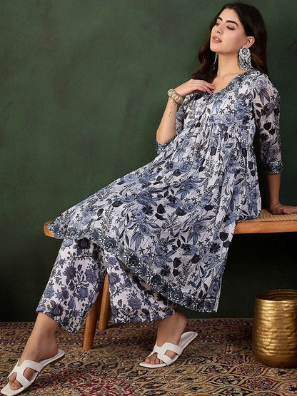 Printed Kurta With Palazzo