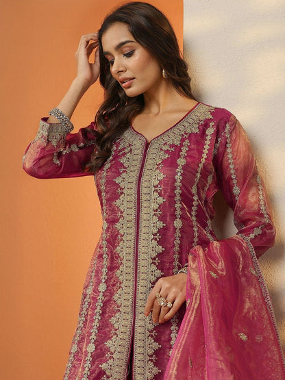 Dhiyona LL Women Ethnic Motifs Embroidered Regular Kurta with Palazzos & With Dupatta