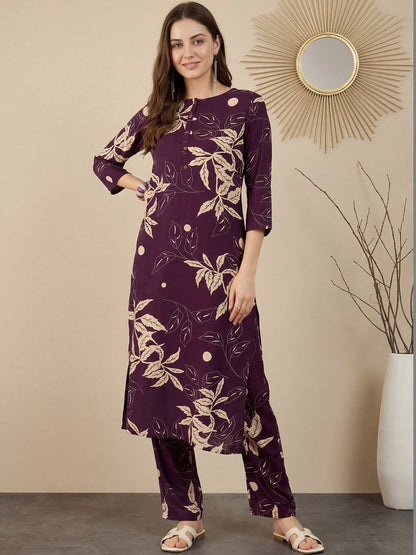 Women Floral Printed Regular Kurta with Trousers