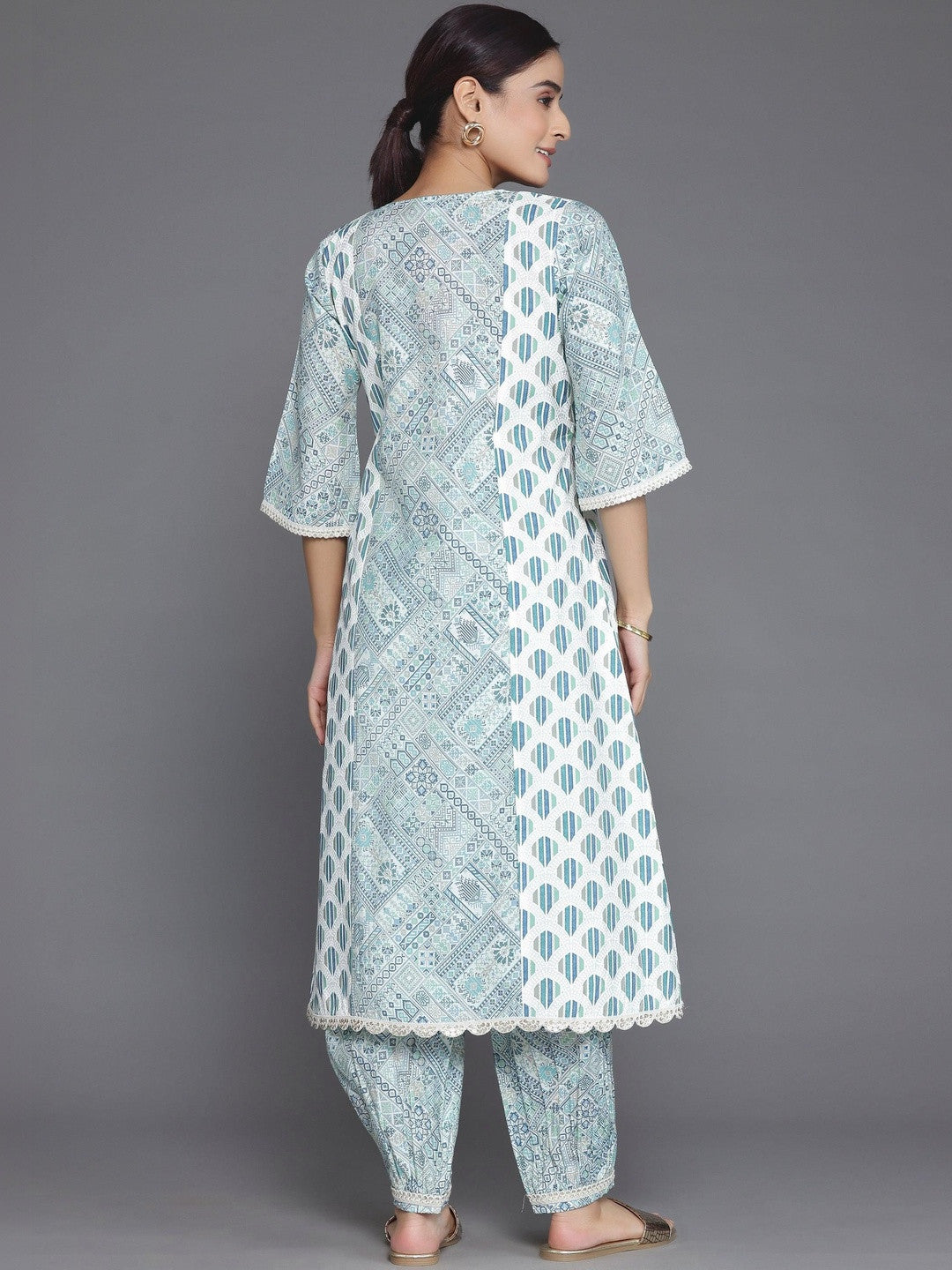 Women Ethnic Motifs Printed Regular Thread Work Kurta with Trousers