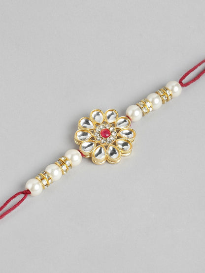 Dhiyona Unisex Set of 2 Beaded Bhai Bhabhi Rakhis With Roli & Chawal