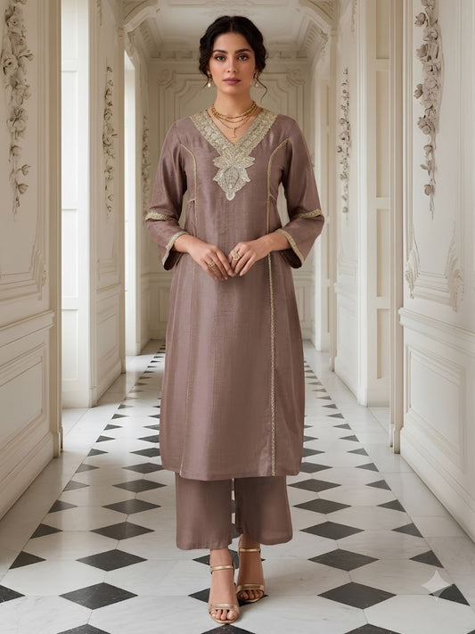 AutumnLane Avira blush embroidery kurta pant set