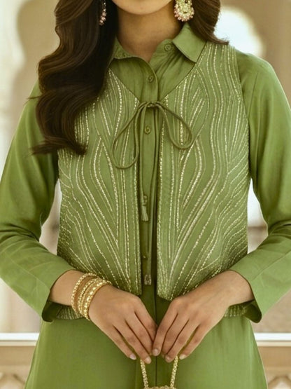 Avira Sage Handwork Jacket Style Co-Ord Set