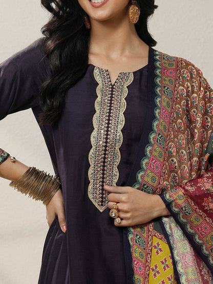 Dhiyona LL Women Ethnic Motifs Regular Sequinned Kurta with Palazzos & With Dupatta