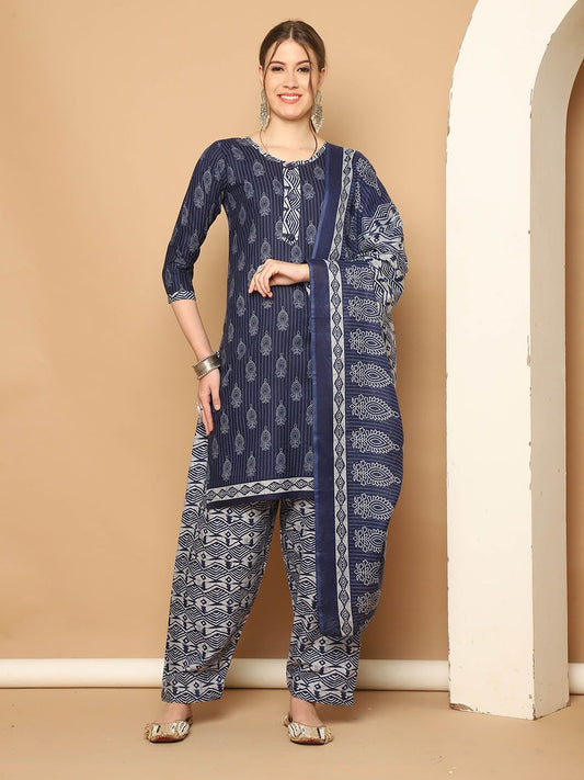 Dhiyona KL Women Ethnic Motifs Printed Regular Kurta with Salwar & With Dupatta