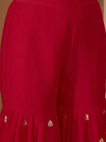 Dhiyona SN Floral Embroidered Thread Work Straight Kurta With Sharara & Dupatta