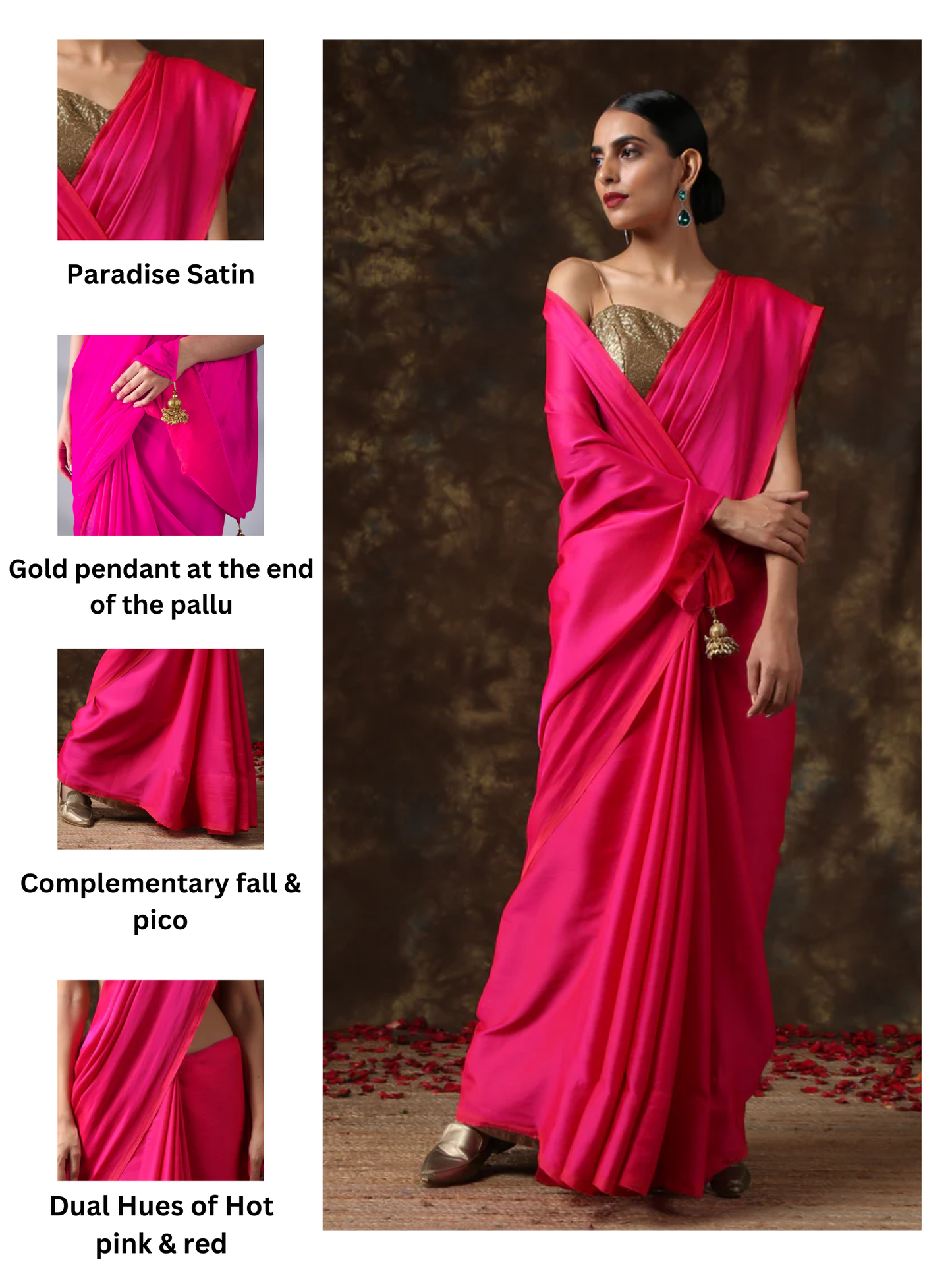 Dhiyona ST Fuchsia Flush Paradise Satin Saree
