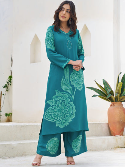 Women German Rayon Kurta With Palazzo Set
