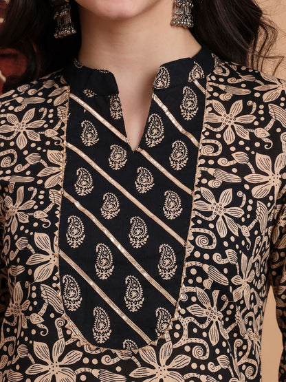 Dhiyona KL Women Ethnic Motifs Printed Regular Pure Cotton Kurta with Dhoti Pants & With Dupatta