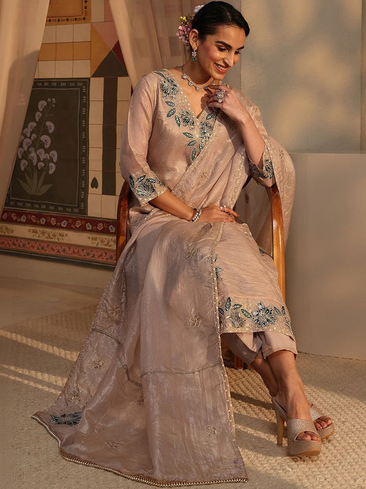 Women Ethnic Motifs Embroidered Regular Thread Work Kurta with Trousers & With Dupatta