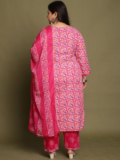 Dhiyona KL Women Floral Printed Regular Gotta Patti Kurta with Trousers & With Dupatta