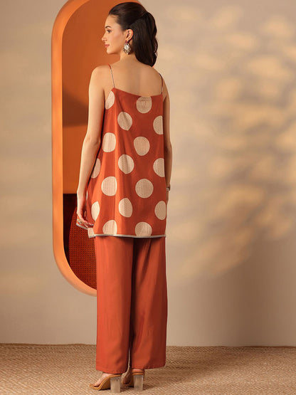 Women Geometric Printed A-Line Kurti with Trousers