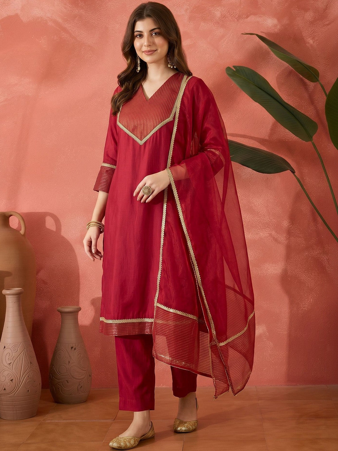 Embroidered Round Neck Kurta Sets
