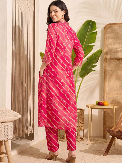 Women Leheriya Printed Regular Kurta with Trousers