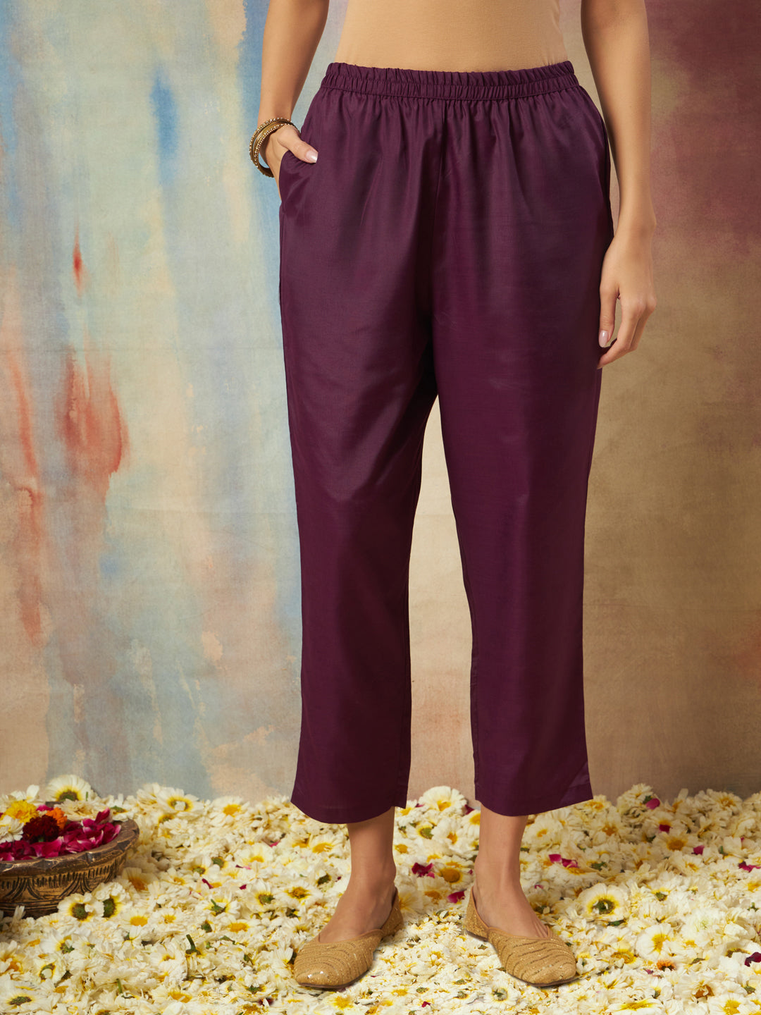 Dhiyona VV Rajsi Women Flared Kurta and Trousers Pant Set Cotton Silk Blend