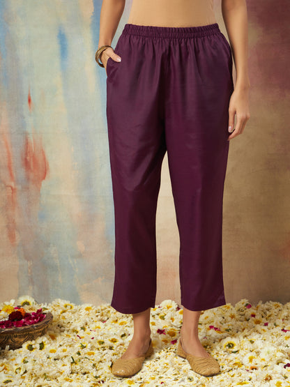 Dhiyona VV Rajsi Women Flared Kurta and Trousers Pant Set Cotton Silk Blend