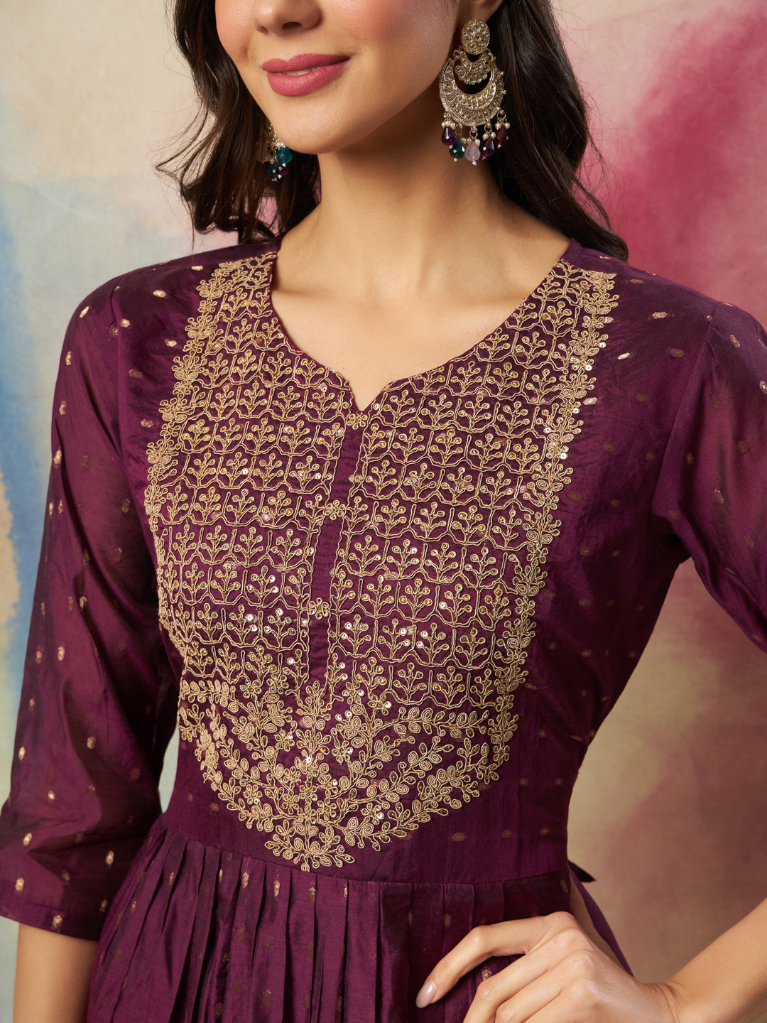 Dhiyona VV Rajsi Women Flared Kurta and Trousers Pant Set Cotton Silk Blend