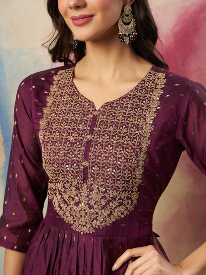 Dhiyona VV Rajsi Women Flared Kurta and Trousers Pant Set Cotton Silk Blend
