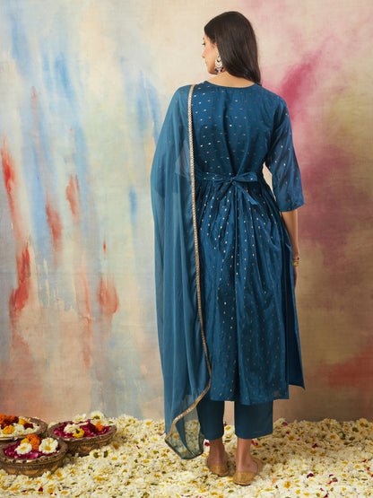 Dhiyona VV Nritya Women Flared Kurta and Trousers Pant Set Cotton Silk Blend